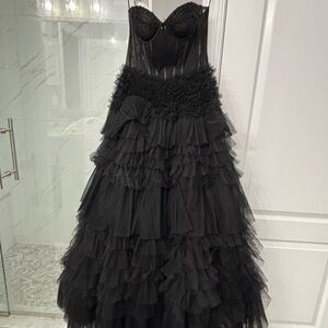 Jovani Black Tiered Evening Dress